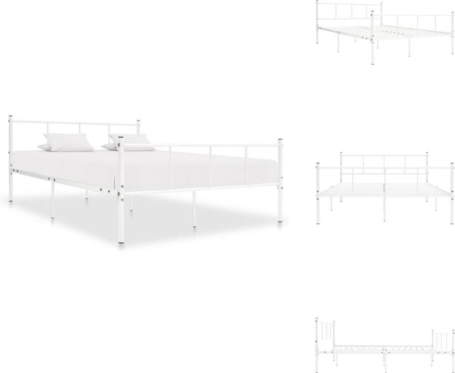 VidaXL Bedframe Bedframes Tweepersoonsbed Tweepersoonsbedden Bedframe metaal wit 120x200 cm