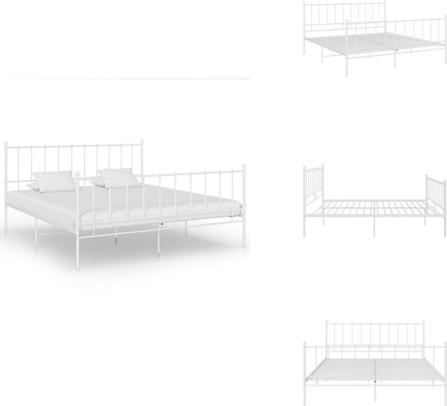 VidaXL Bedframe Bedframes Tweepersoonsbed Tweepersoonsbedden Bedframe metaal wit 140x200 cm