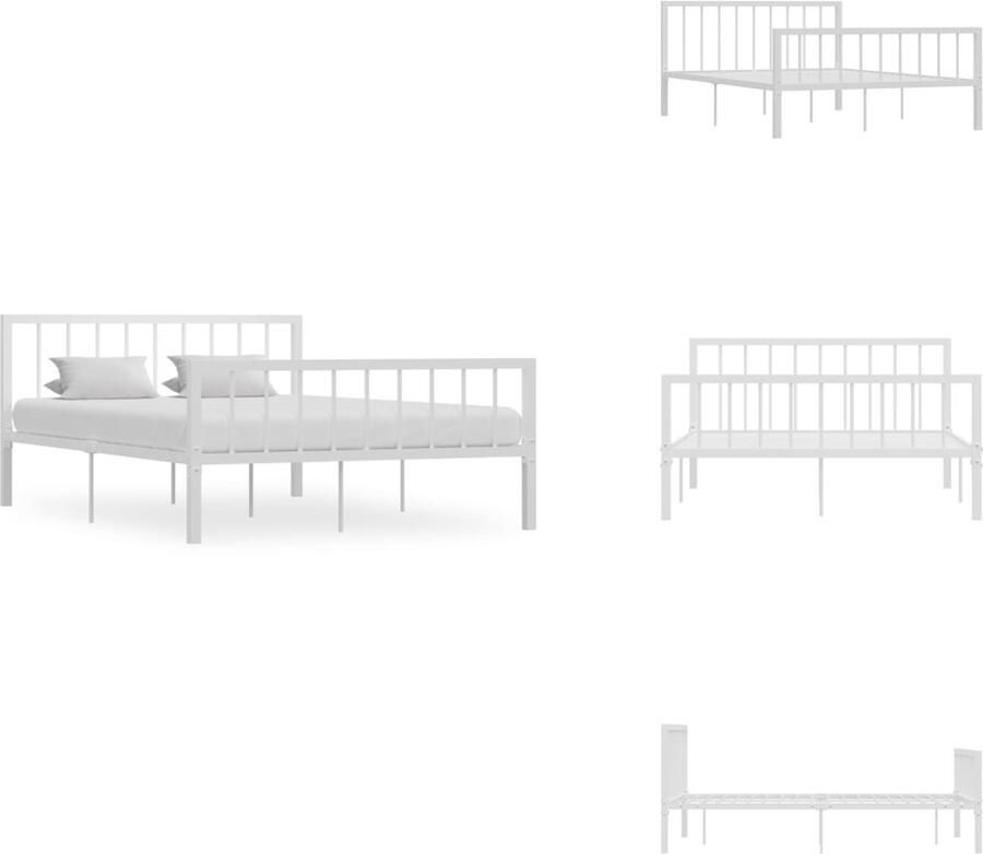 VidaXL Metalen Bedframe Wit 213 x 151 x 109 cm Massieve constructie Metalen lattenbodem Geschikt voor 140 x 200 cm matras Slaaphoogte 32 cm Montage vereist Bed - Foto 2