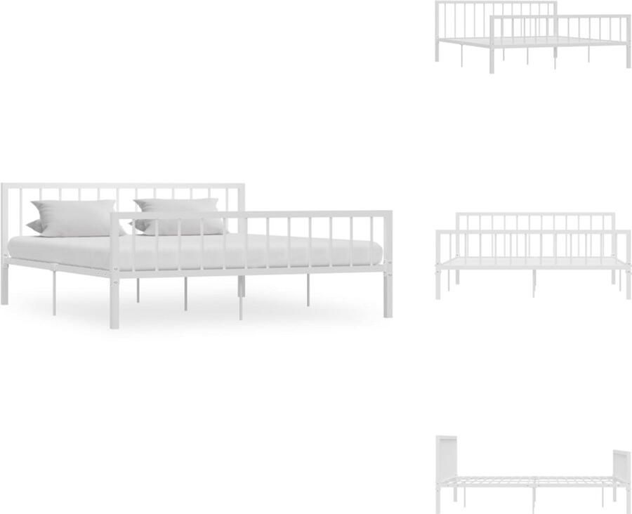 VidaXL Bedframe Bedframes Tweepersoonsbed Tweepersoonsbedden Bedframe metaal wit 180x200 cm - Foto 4