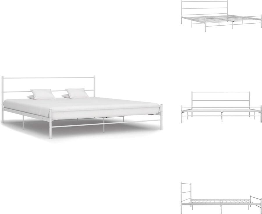 VidaXL Bedframe Bedframes Tweepersoonsbed Tweepersoonsbedden Bedframe metaal wit 180x200 cm