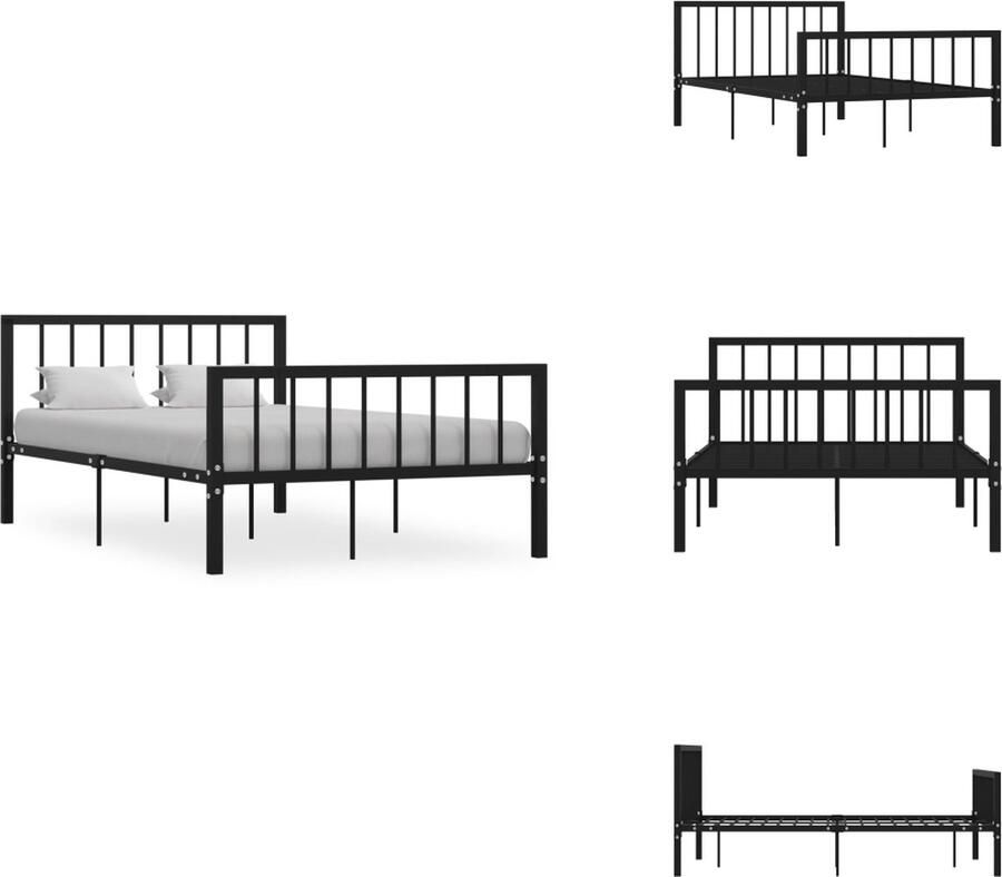VidaXL Metalen Bedframe Zwart 208 x 126 x 84 cm Geschikt voor 120 x 200 cm matras Montage vereist Bed