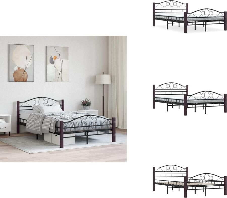 VidaXL Metalen Bedframe Zwart 210 x 130 x 63 cm Geschikt voor 120 x 200 cm matras Eenvoudig te monteren Bed