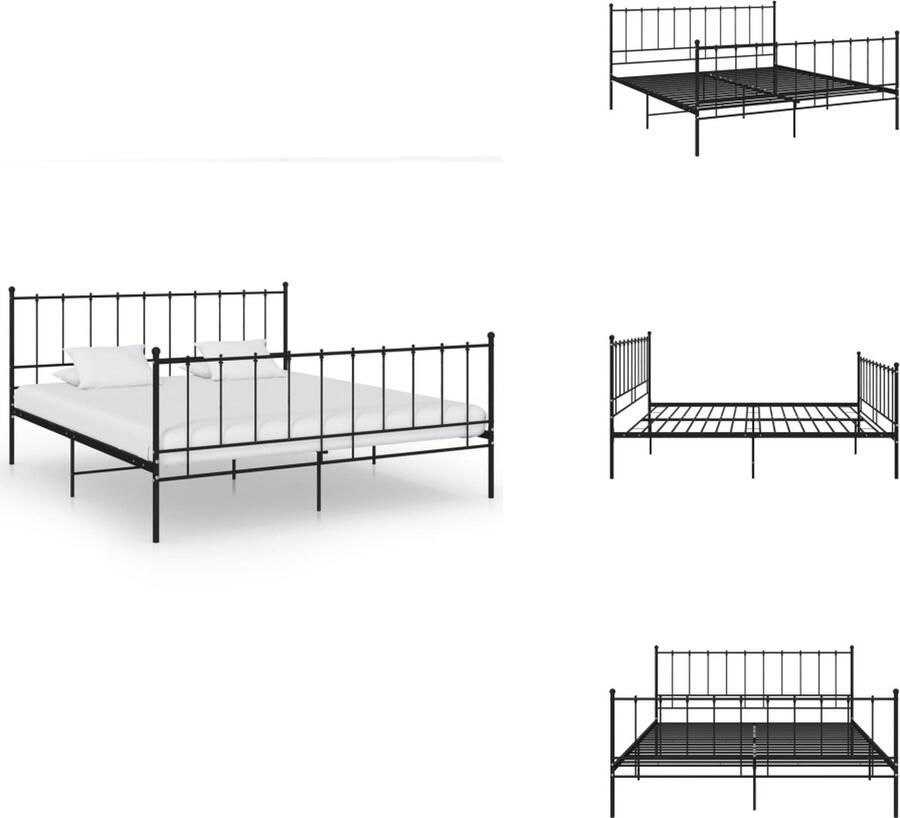 VidaXL Bedframe Bedframes Tweepersoonsbed Tweepersoonsbedden Bedframe metaal zwart 140x200 cm
