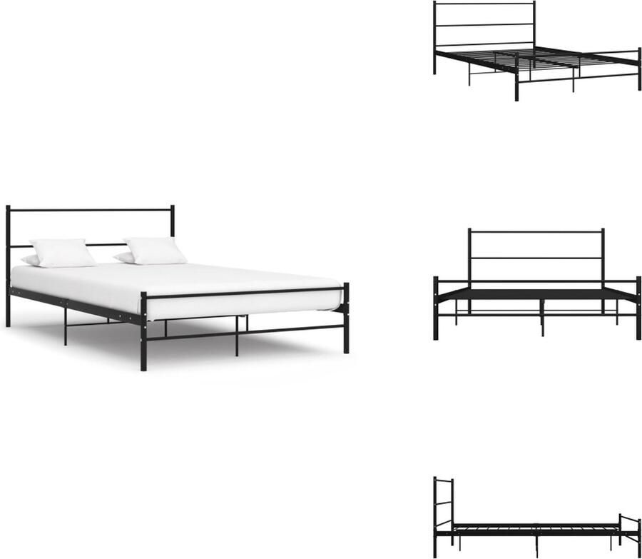VidaXL Bedframe klassiek bed Afmetingen- 206.4 x 165.2 x 80 cm Materiaal- metaal Kleur- zwart Bed