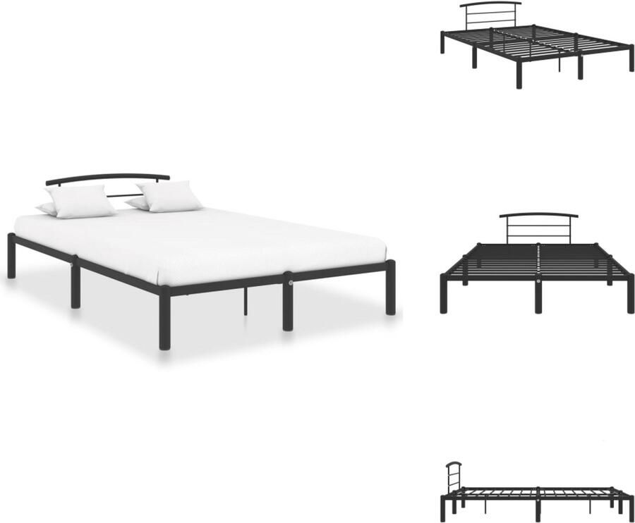 VidaXL Bedframe klassiek bed Afmetingen- 206.4 x 165.2 x 80 cm Materiaal- metaal Kleur- zwart Bed - Foto 2