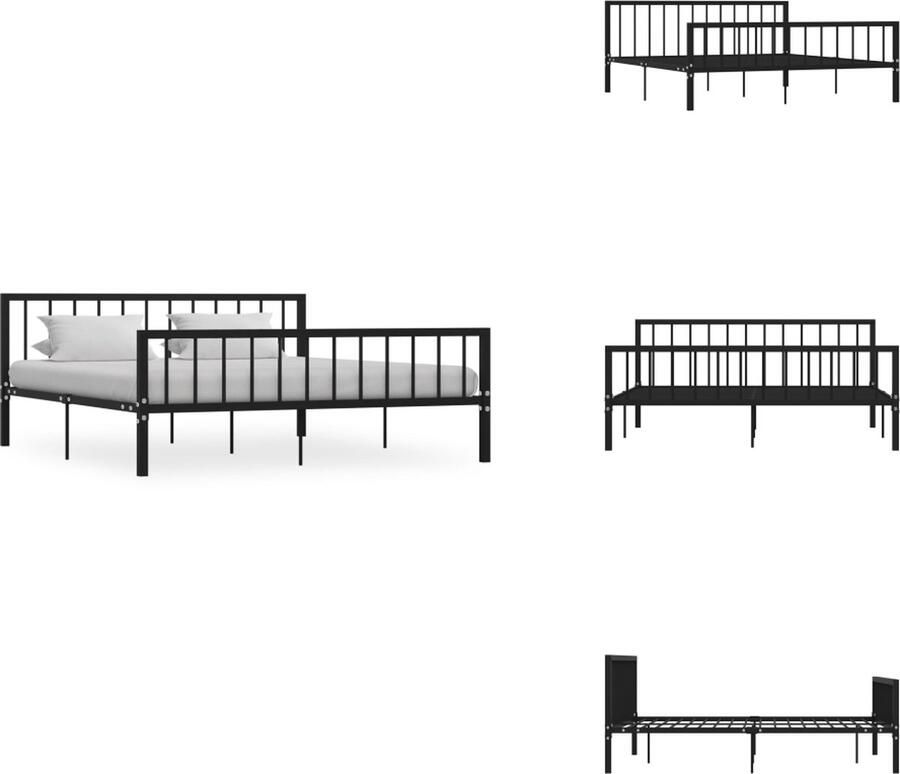 VidaXL Metalen Bedframe Elegant en Klassiek Bedframe Afmeting- 208 x 186 x 84 cm Kleur- Zwart Materiaal- Metaal Montage vereist Bed
