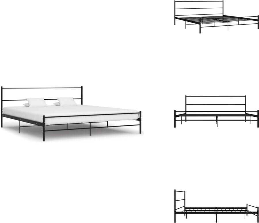 VidaXL Bedframe Bedframes Tweepersoonsbed Tweepersoonsbedden Bedframe metaal zwart 200x200 cm