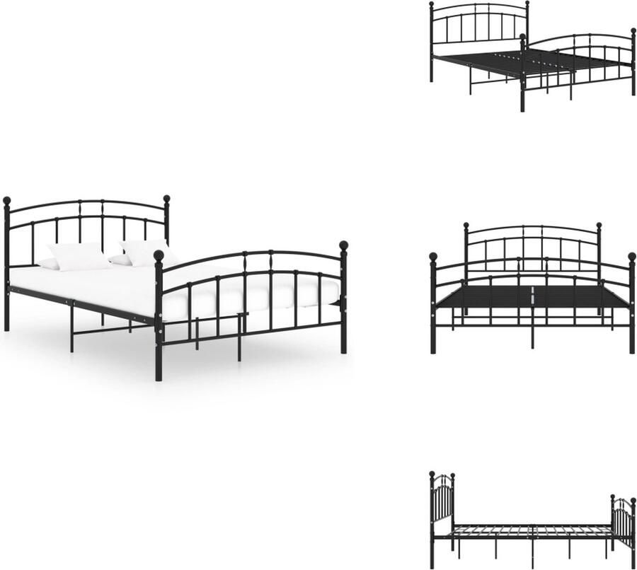 VidaXL Metalen Bedframe Onbekend Bedframes 200x200 cm Ken- Gepoedercoat metaal Kleur- Zwart Bed - Foto 2