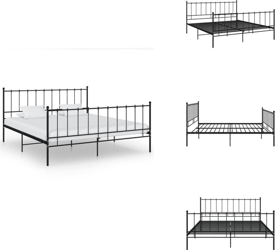 VidaXL Metalen Bedframe Onbekend Bedframes 200x200 cm Ken- Gepoedercoat metaal Kleur- Zwart Bed