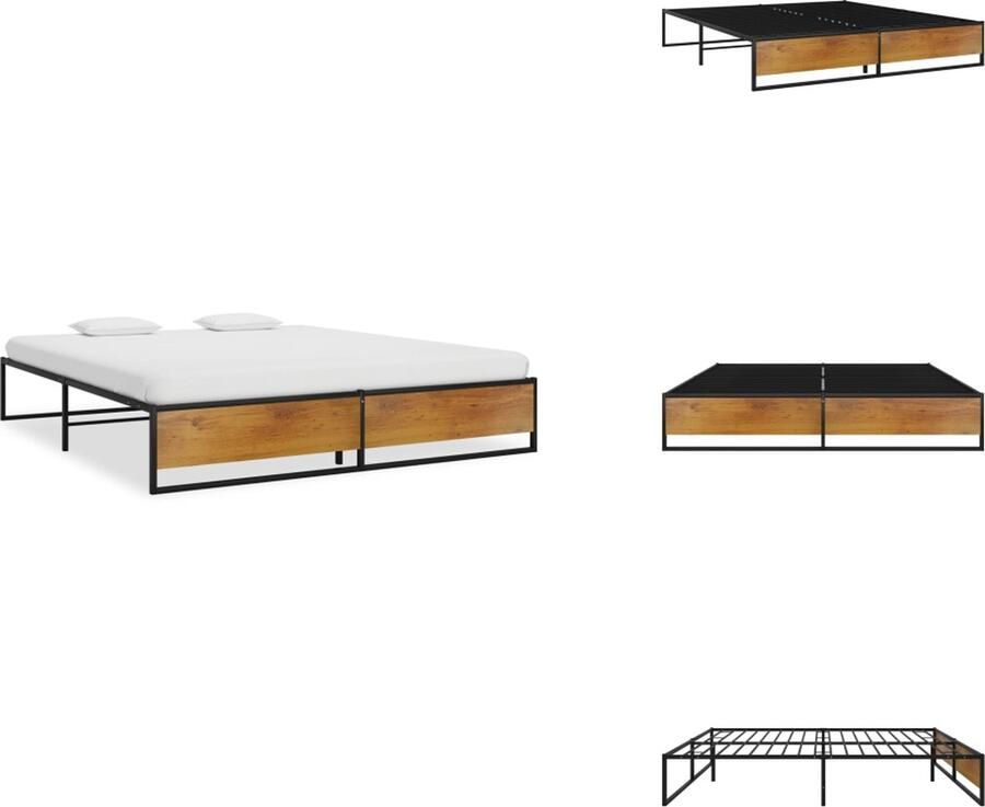 VidaXL Metalen Bedframe Onbekend Bedframes 200x200 cm Ken- Gepoedercoat metaal Kleur- Zwart Bed - Foto 6