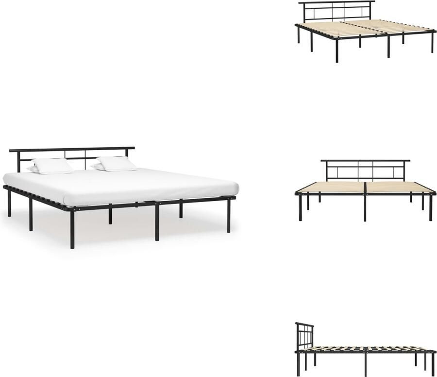 VidaXL Bedframe Bedframes Tweepersoonsbed Tweepersoonsbedden Bedframe metaal zwart 200x200 cm