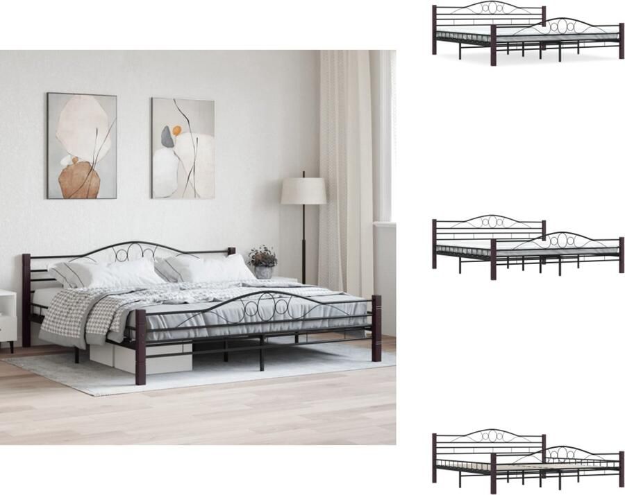 VidaXL Metalen Bedframe Onbekend Bedframes 200x200 cm Ken- Gepoedercoat metaal Kleur- Zwart Bed - Foto 7