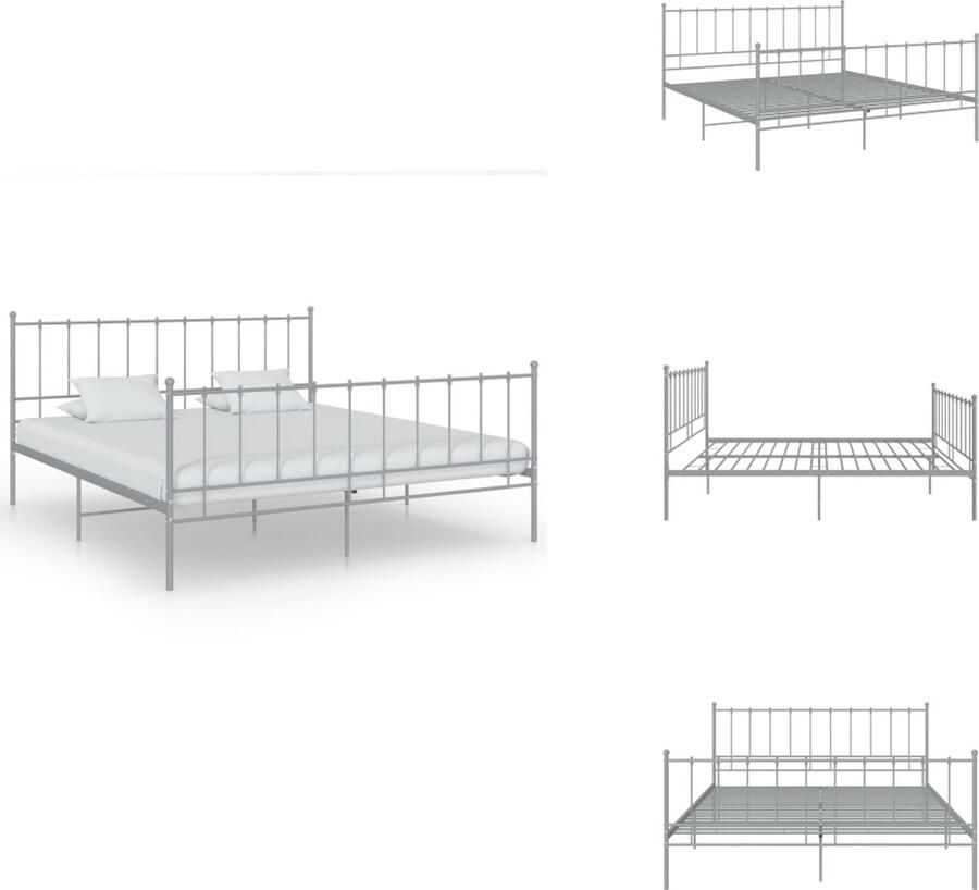 VidaXL Metalen Bedframe Grijs 210 x 150 x 63 cm Geschikte matras 140 x 200 cm Eenvoudige montage Bed