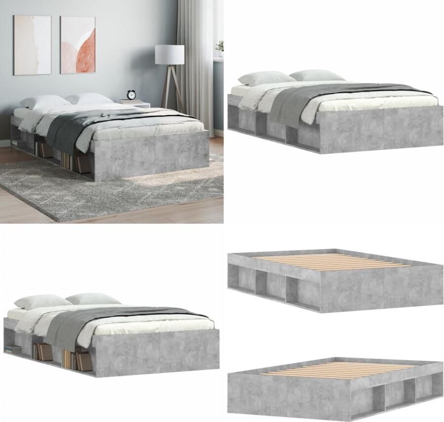 VidaXL Bedframe betongrijs 120x190 cm Bedframe Bed Bedbodem