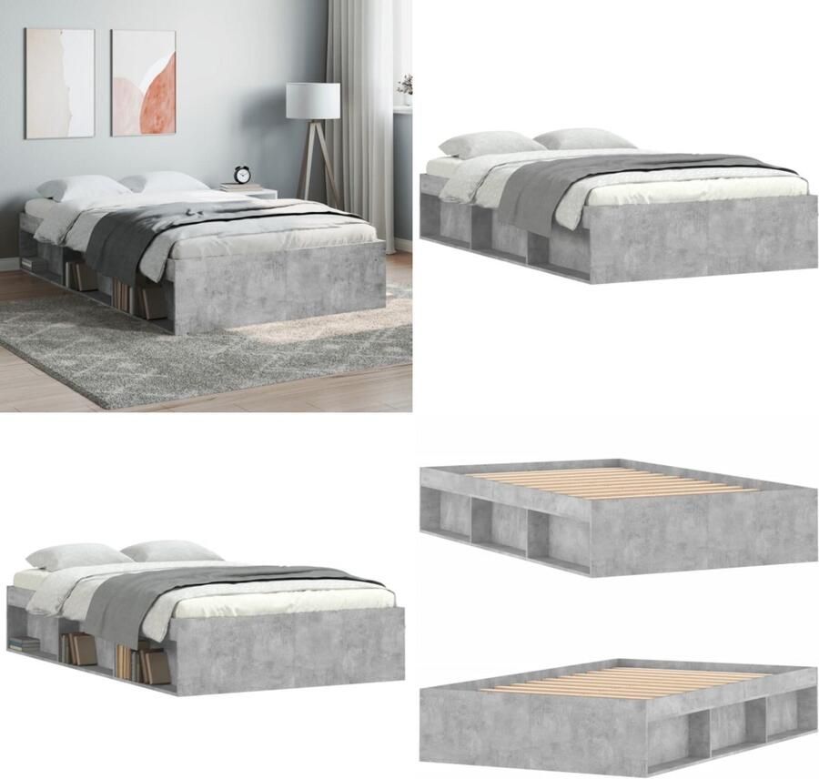 VidaXL Bedframe betongrijs 120x200 cm Bedframe Bed Bedbodem