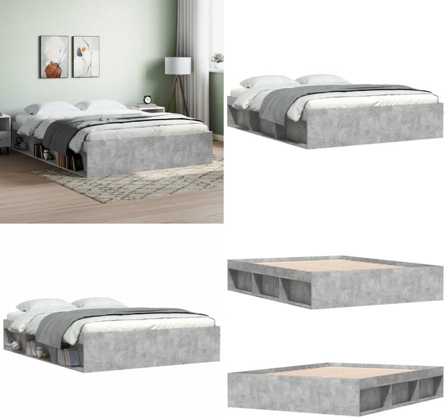 VidaXL Bedframe betongrijs 150x200 cm King Size Bedframe Bed Bedbodem