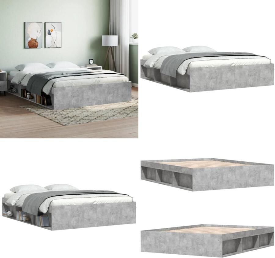 VidaXL Bedframe betongrijs 160x200 cm Bedframe Bed Bedbodem