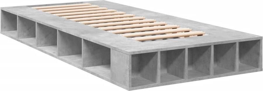 VidaXL -Bedframe-bewerkt-hout-betongrijs-100x200-cm - Foto 2