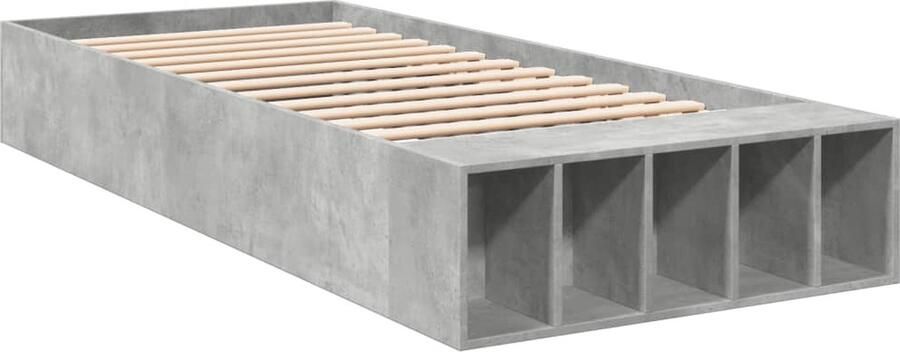 VidaXL -Bedframe-bewerkt-hout-betongrijs-100x200-cm