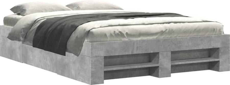 VidaXL Bedframe bewerkt hout betongrijs 135x190 cm