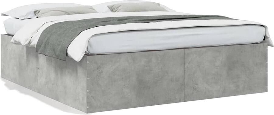 VidaXL -Bedframe-bewerkt-hout-betongrijs-200x200-cm - Foto 3
