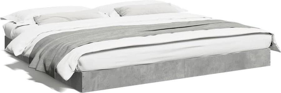 VidaXL -Bedframe-bewerkt-hout-betongrijs-200x200-cm - Foto 6