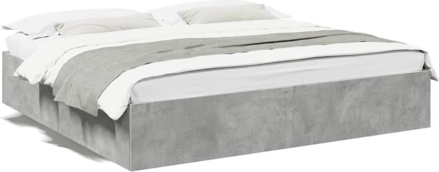 VidaXL -Bedframe-bewerkt-hout-betongrijs-200x200-cm - Foto 4