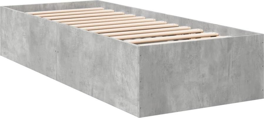 VidaXL -Bedframe-bewerkt-hout-betongrijs-100x200-cm - Foto 2