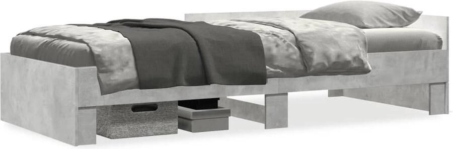 VidaXL -Bedframe-bewerkt-hout-betongrijs-90x200-cm - Foto 6