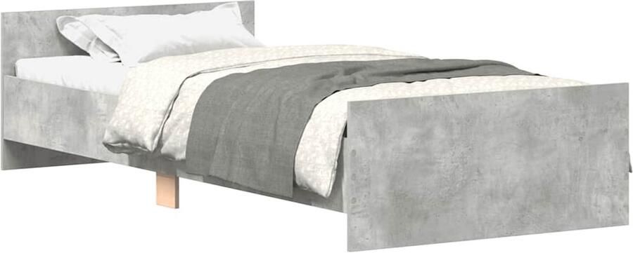 VidaXL -Bedframe-bewerkt-hout-betongrijs-90x200-cm - Foto 2