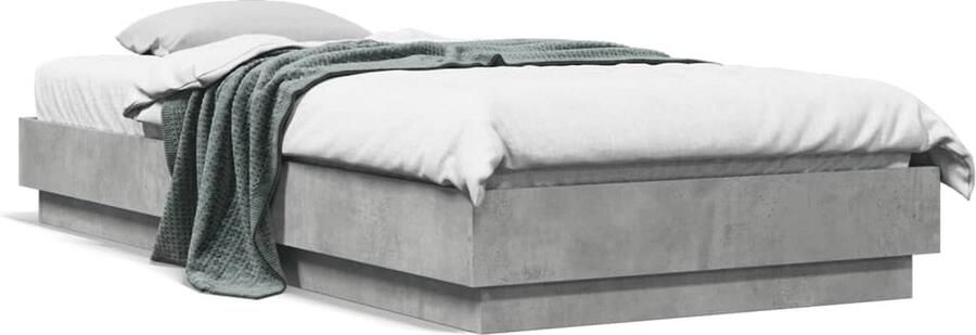 VidaXL -Bedframe-bewerkt-hout-betongrijs-90x200-cm - Foto 4