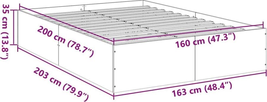 VidaXL -Bedframe-bewerkt-hout-bruin-eikenkleur-160x200-cm - Foto 2