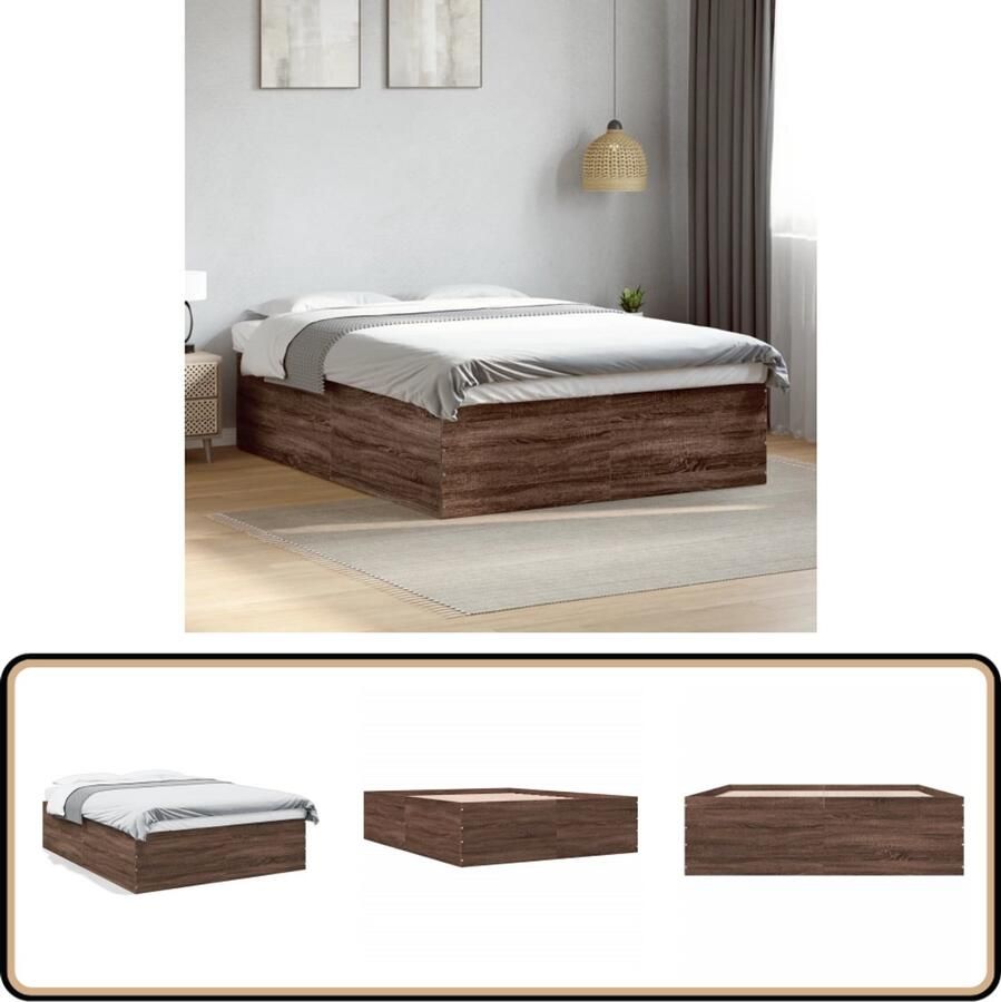 VidaXL Bedframe bewerkt hout bruin eikenkleur 160x200 cm
