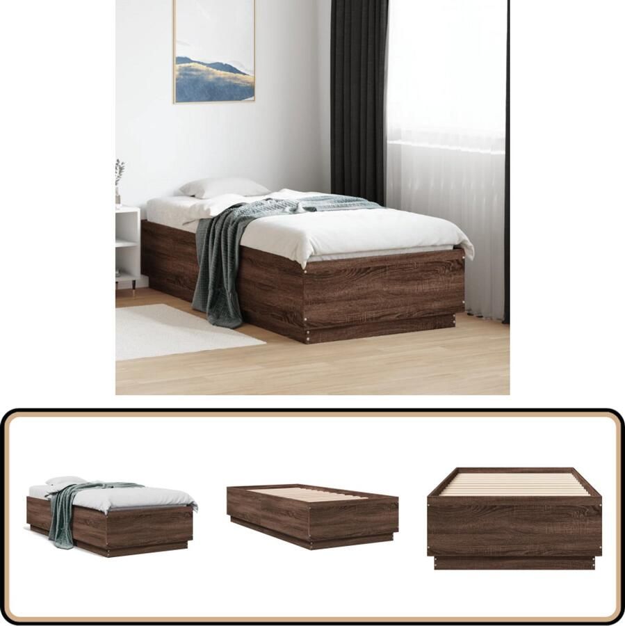 VidaXL Bedframe bewerkt hout bruin eikenkleur 75x190 cm