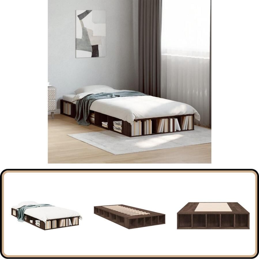 VidaXL Bedframe bewerkt hout bruin eikenkleur 90x200 cm
