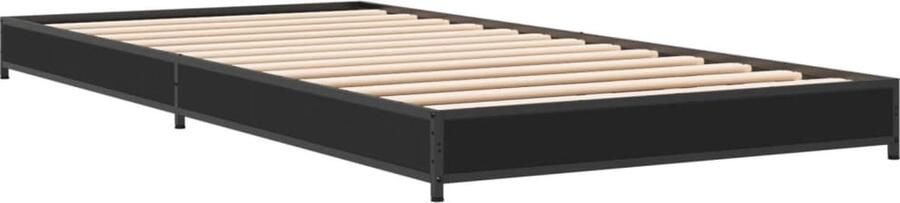 VidaXL -Bedframe-bewerkt-hout-en-metaal-zwart-90x200-cm