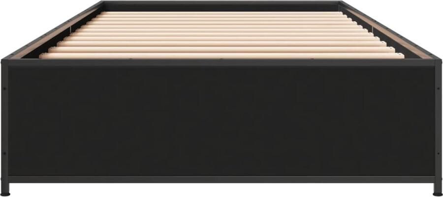 VidaXL -Bedframe-bewerkt-hout-en-metaal-zwart-90x200-cm - Foto 2