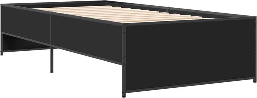 VidaXL -Bedframe-bewerkt-hout-en-metaal-zwart-90x200-cm - Foto 6