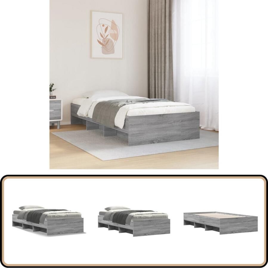 VidaXL Bedframe bewerkt hout grijs sonoma eikenkleurig 100x200 cm