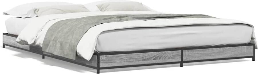 VidaXL Bedframe Hout & Metaal 140x200 cm Grijs