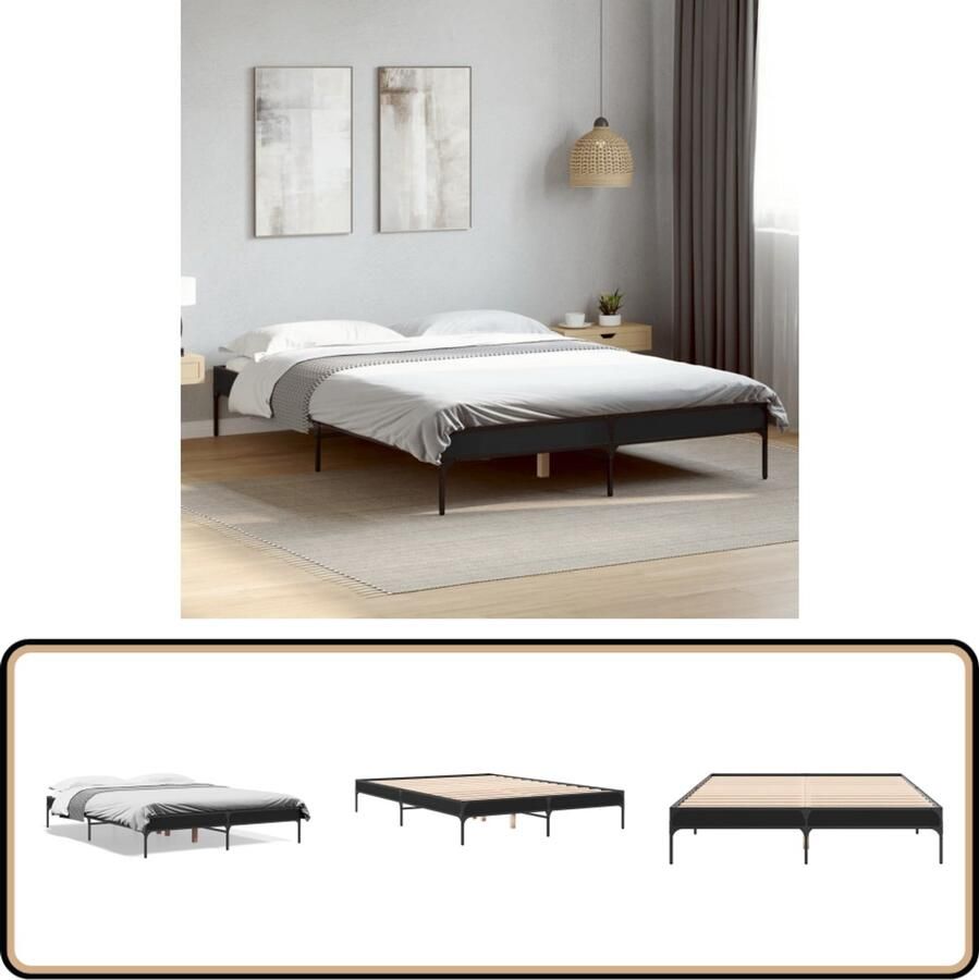 VidaXL Bedframe bewerkt hout metaal zwart 140x200 cm