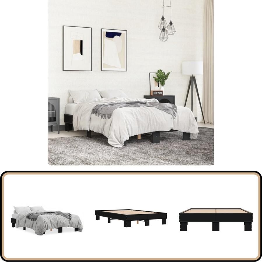 VidaXL Bedframe bewerkt hout metaal zwart 140x200 cm
