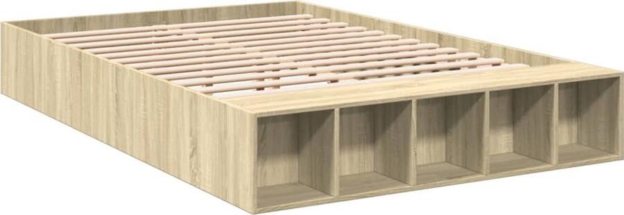 VidaXL -Bedframe-bewerkt-hout-sonoma-eikenkleurig-140x200-cm - Foto 3