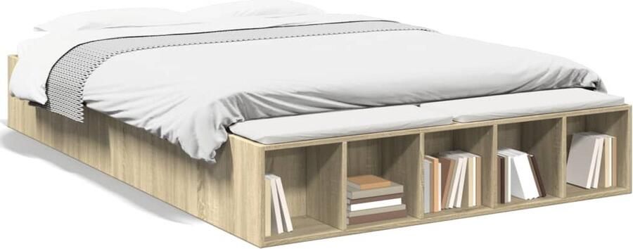 VidaXL -Bedframe-bewerkt-hout-sonoma-eikenkleurig-160x200-cm