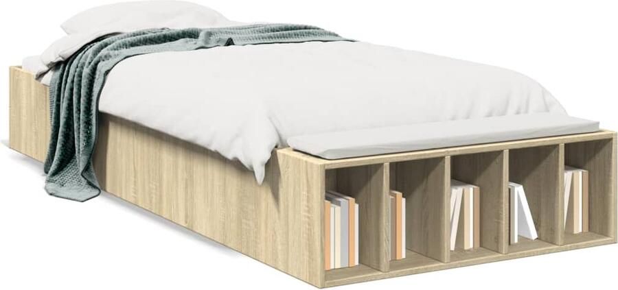 VidaXL -Bedframe-bewerkt-hout-sonoma-eikenkleurig-75x190-cm