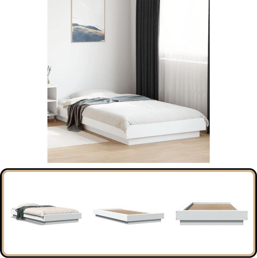 VidaXL Bedframe bewerkt hout wit 100x200 cm