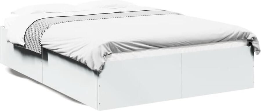 VidaXL -Bedframe-LED-massief-hout-wit-120x200-cm