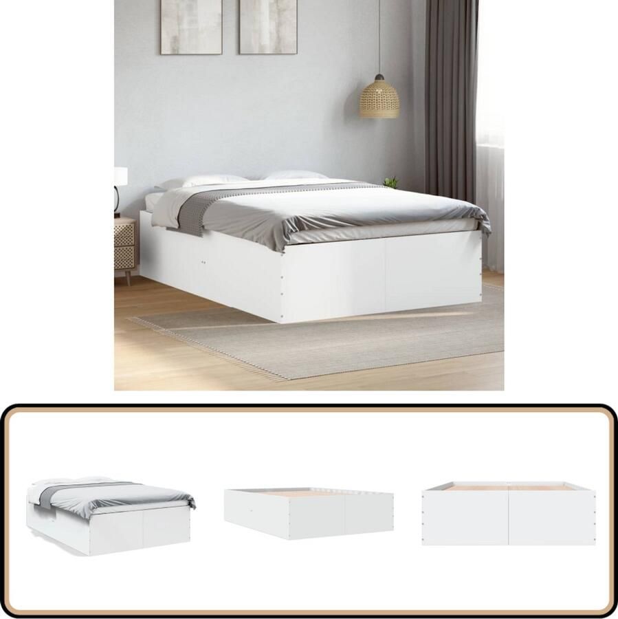 VidaXL Bedframe bewerkt hout wit 140x200 cm