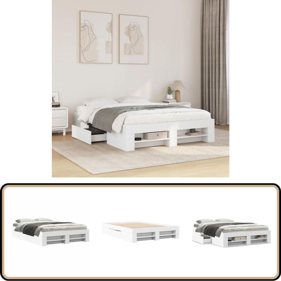 VidaXL Bedframe bewerkt hout wit 140x200 cm